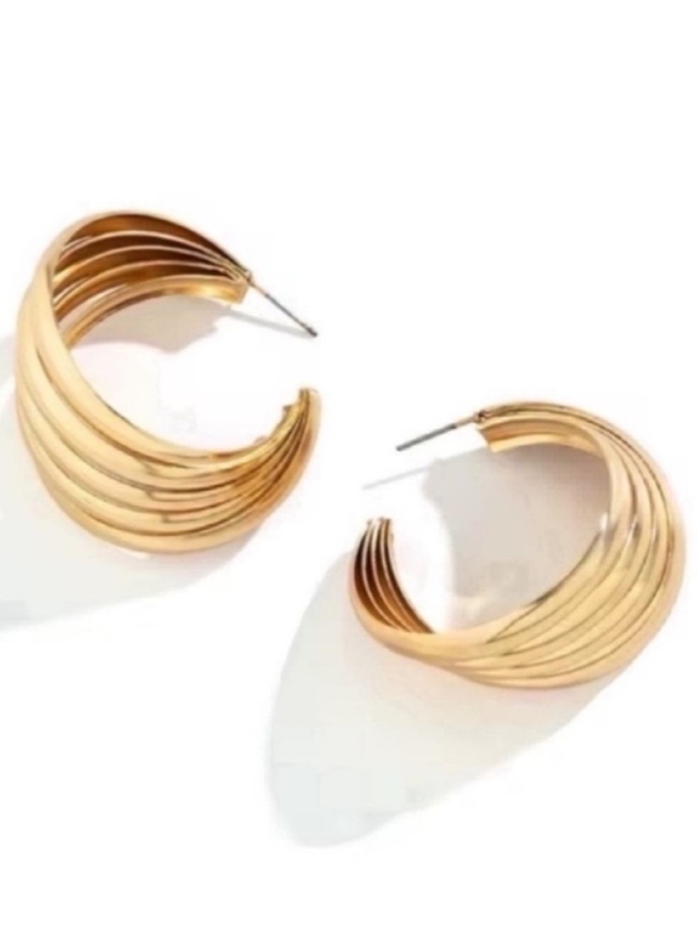 New! Gold Statement Hoop Earrings (1044) NWOT